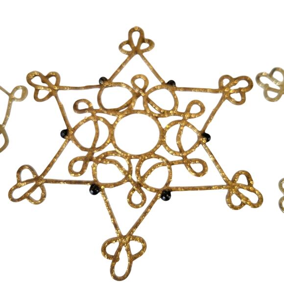 Lot 21 Glitter Snowflake Ornaments Gold Silver Christmas Tree Holiday Decor - Picture 5 of 16